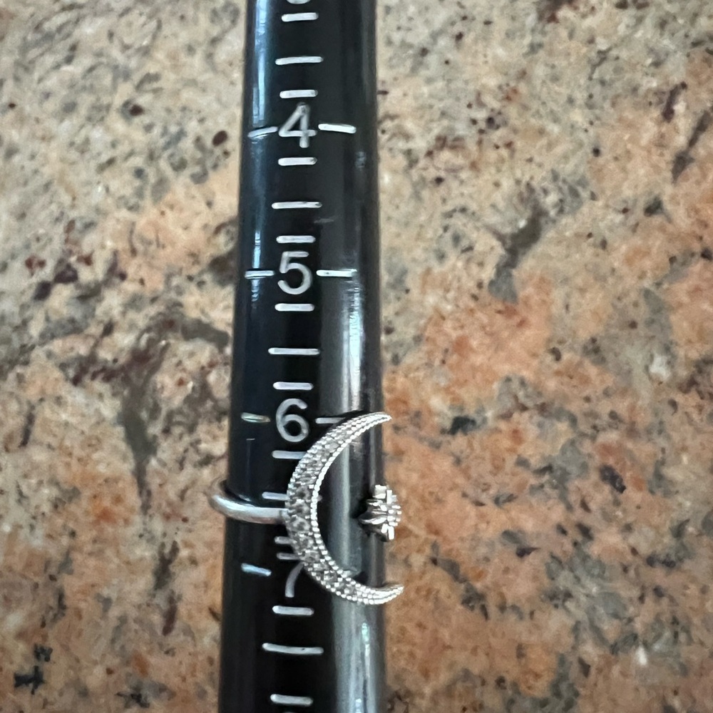 Silver Celestial Ring Set With Moon And Stars - image 2